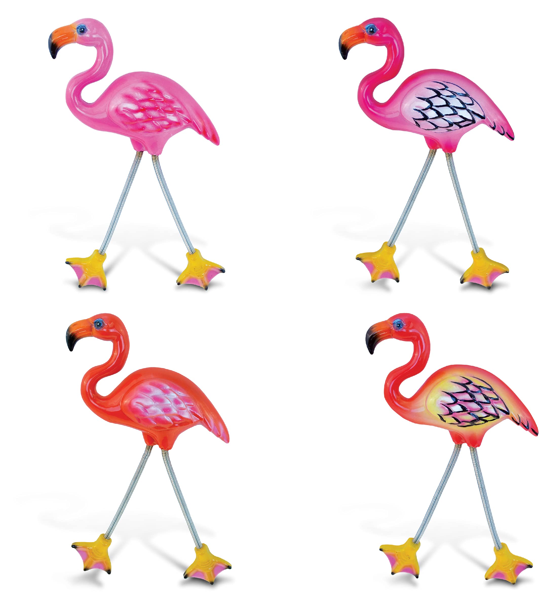 CoTa Global Flamingo Refrigerator Springy Magnets Set of 4 - Assorted Color Cute Tropical Animal Springy Magnets For Kitchen Fridge Door, Cool Zoo