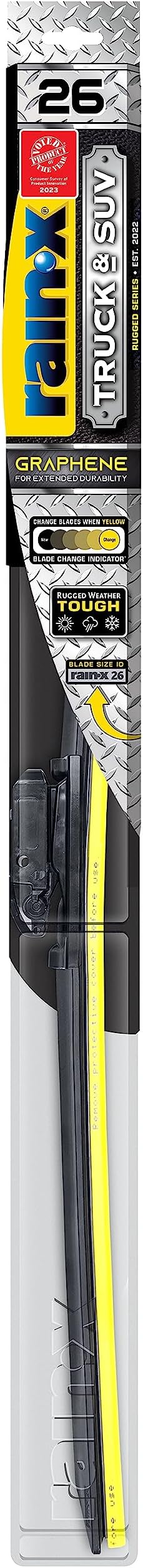 Rain-X870126 Truck & SUV Rugged Series Premium Wiper Blades, 26 Inch Windshield Wipers (Pack Of 1), Automotive Replacement Windshield Wiper Blades Engineered For All Driving Adventures