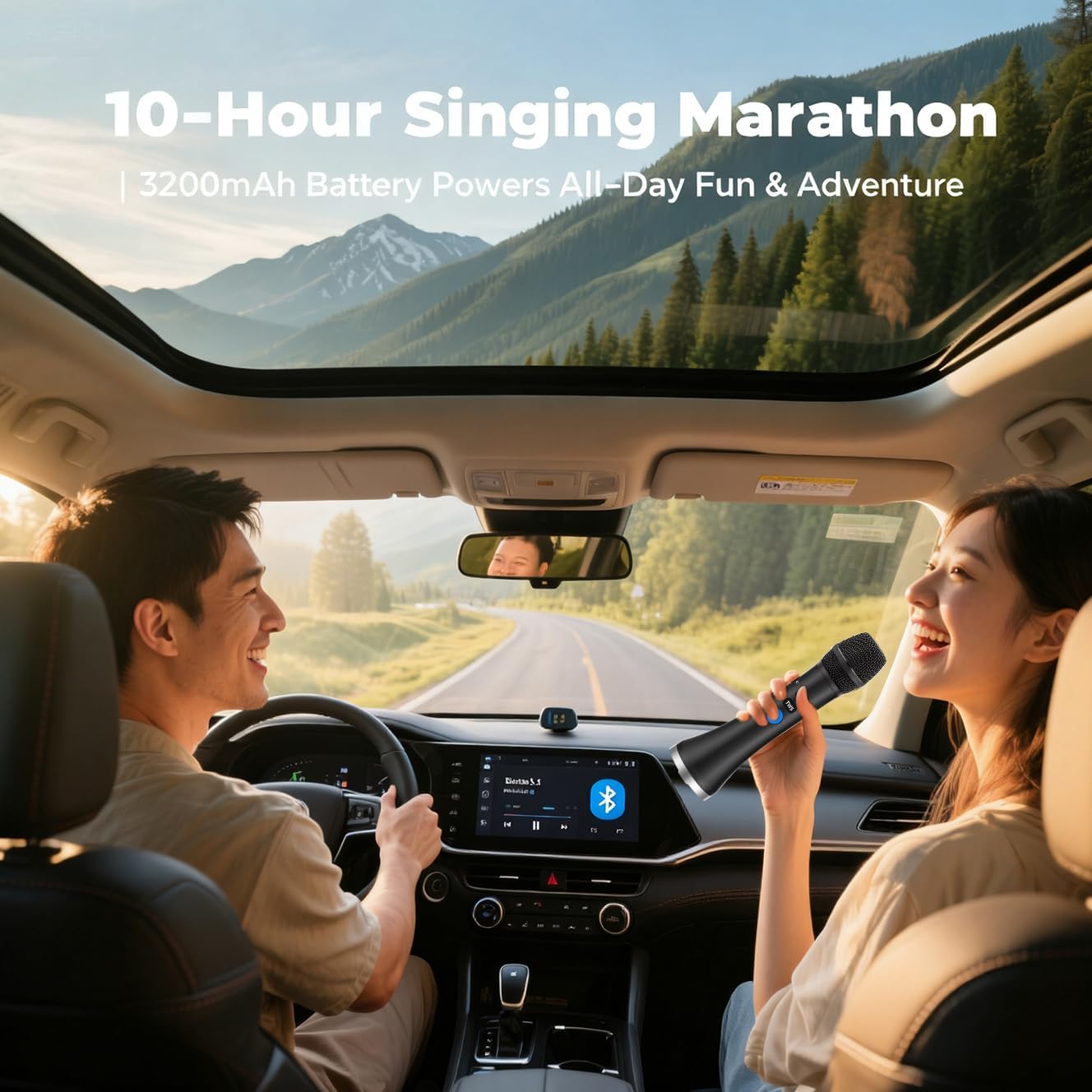 YF79 Wireless Bluetooth Microphone, 20W Portable Karaoke Machine with 2 Mic Duet, 10H Playtime, HD Dynamic Mic for Live Streaming, Party, Home Karaoke, Compatible with iOS/Android/Windows