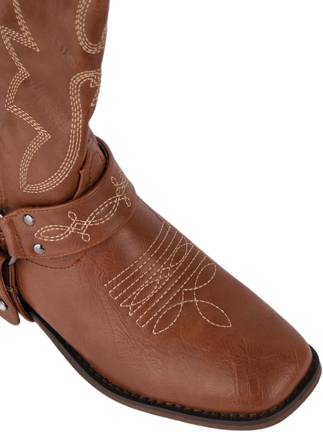 Wide Calf Cowboy Boots Western Women Wide Square Toe Cowgirl Boots Embroidered Mid-Calf