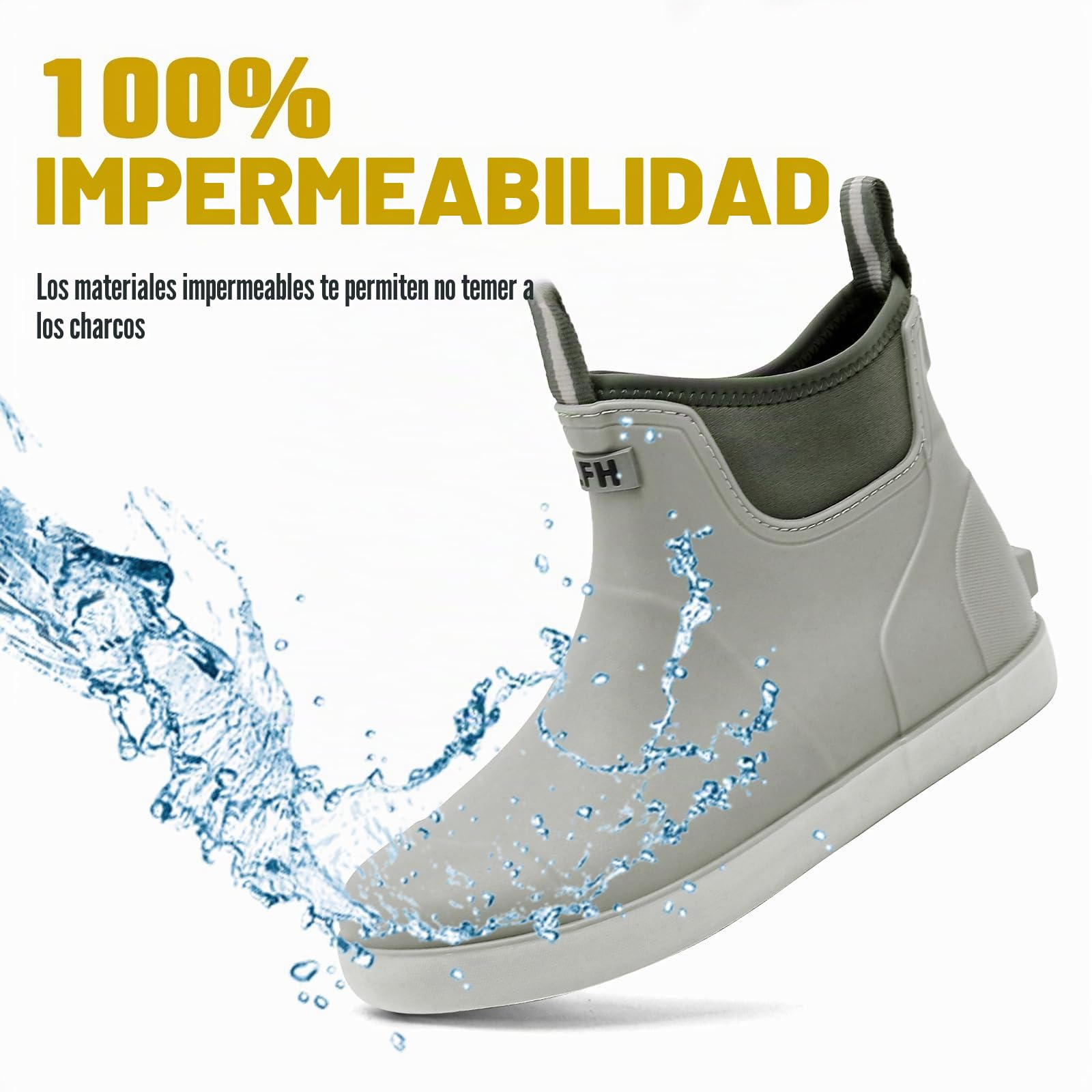 Hombre Botas de Lluvia Antideslizante, Botas de Agua Impermeables Cortas, Cómodas Tobillo Botas de caucho al Aire Libre