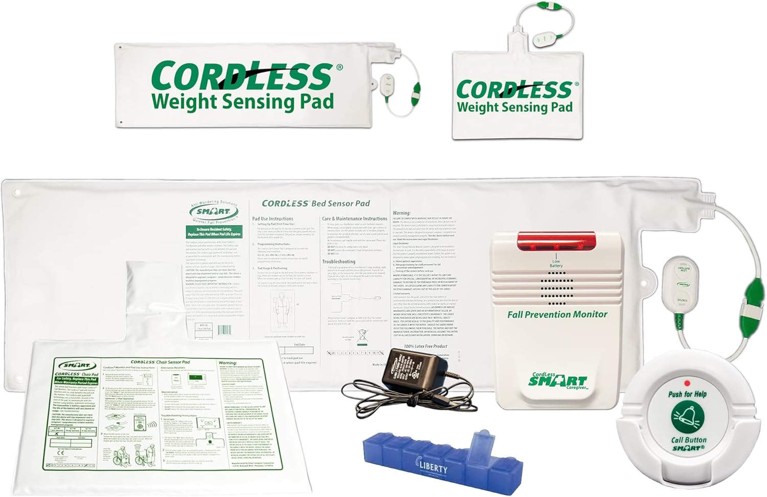 Smart Caregiver Wireless Bed Alarm System Kit Cordless Weight Sensing