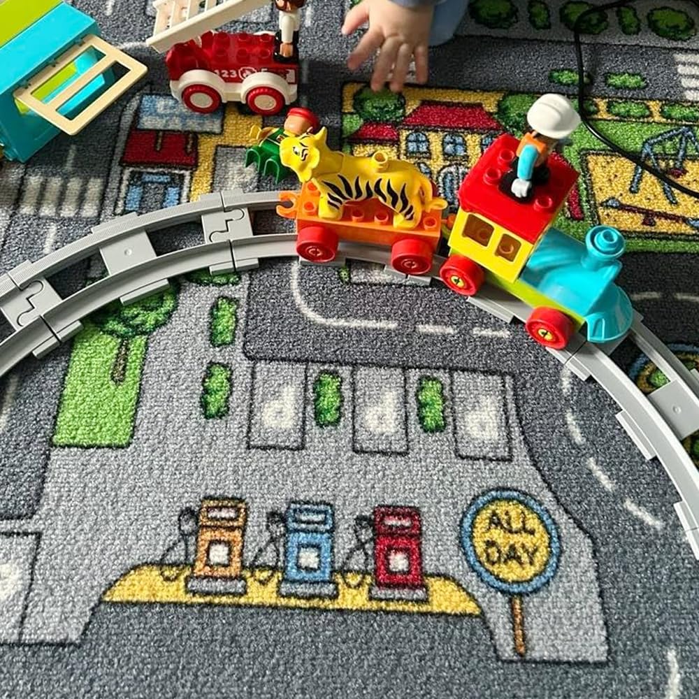 48 Piezas City Vías para Tren de Juguete Vías de Tren con 35 Carriles Curvados, 11 Carriles Rectos, 2 Carriles Cruzados, Accesorios de Trenes para Niñas y Niños