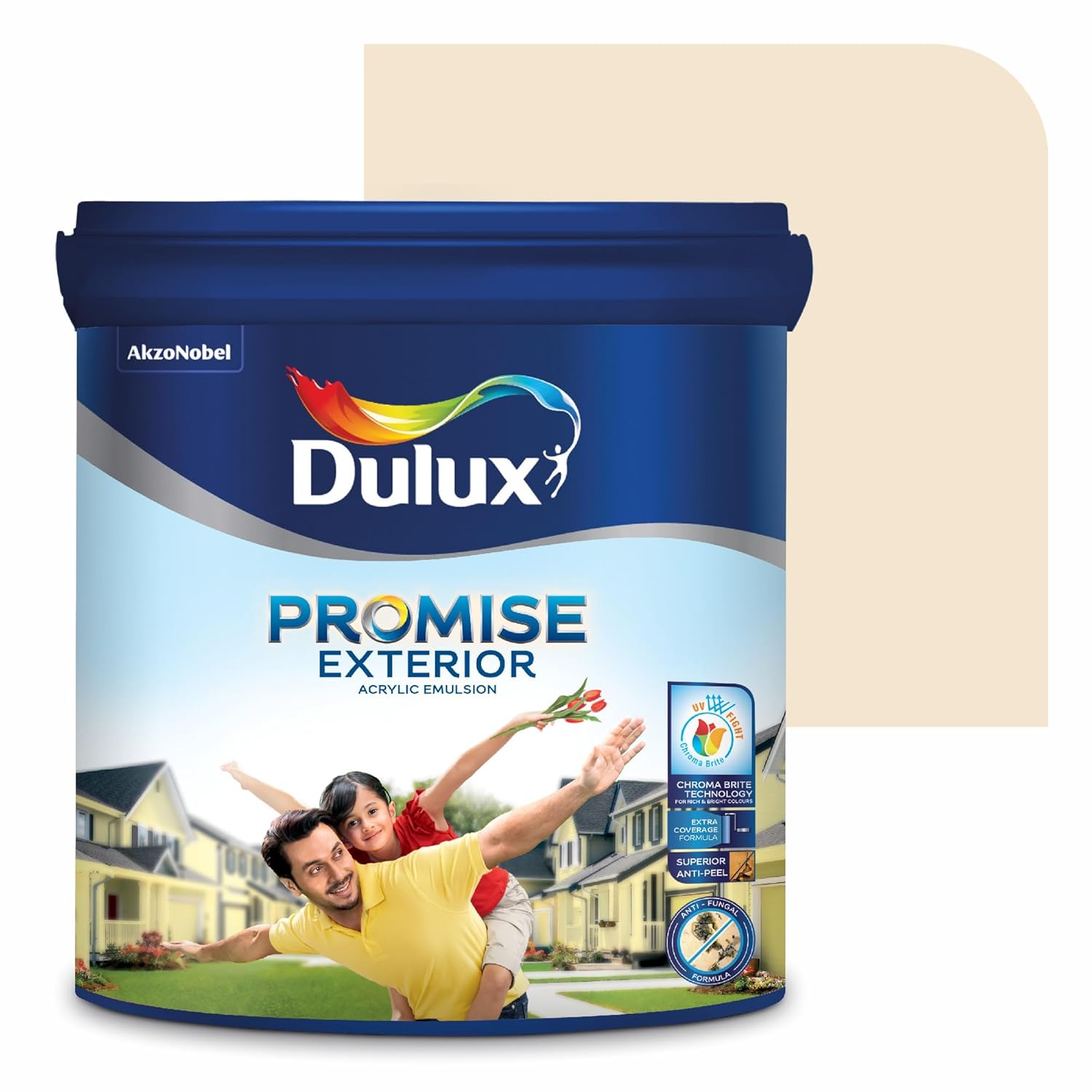 Dulux Promise Exterior Emulsion Paint (10L, Ivory Fresco) Ideal for Exterior Walls Smooth
