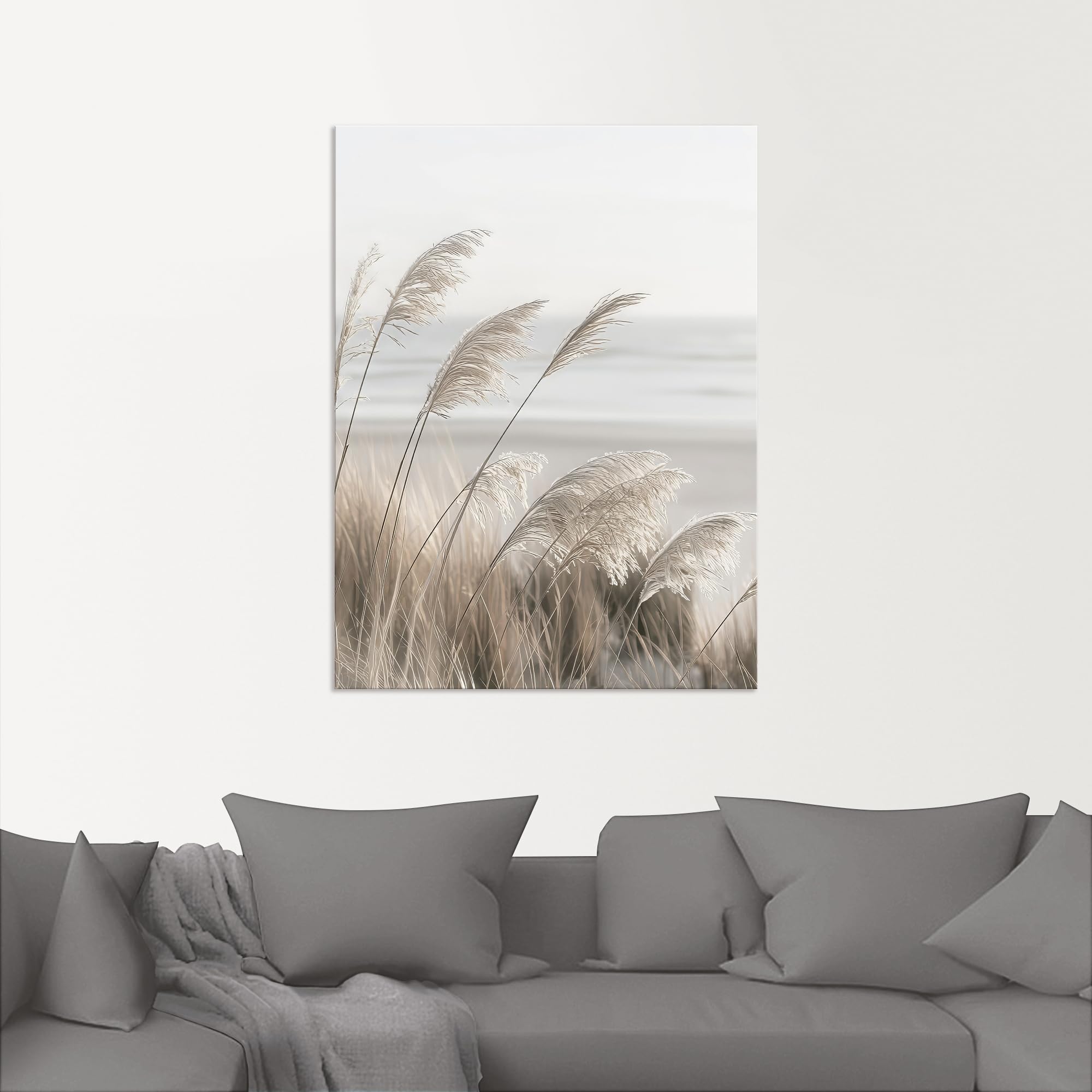 ARTland Wanddeko Wandbild Alu Verbundplatte für Innen & Outdoor Bild 45x60 cm Pflanzen natural elements Gräser Pampasgras Strand Boho Deko U5GO