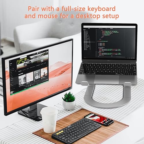 Miniatura 6 de DUCHY - Soporte ergonómico de aluminio para computadora portátil para escritorio soporte desmontable para laptop compatible con MacBook Dell HP More