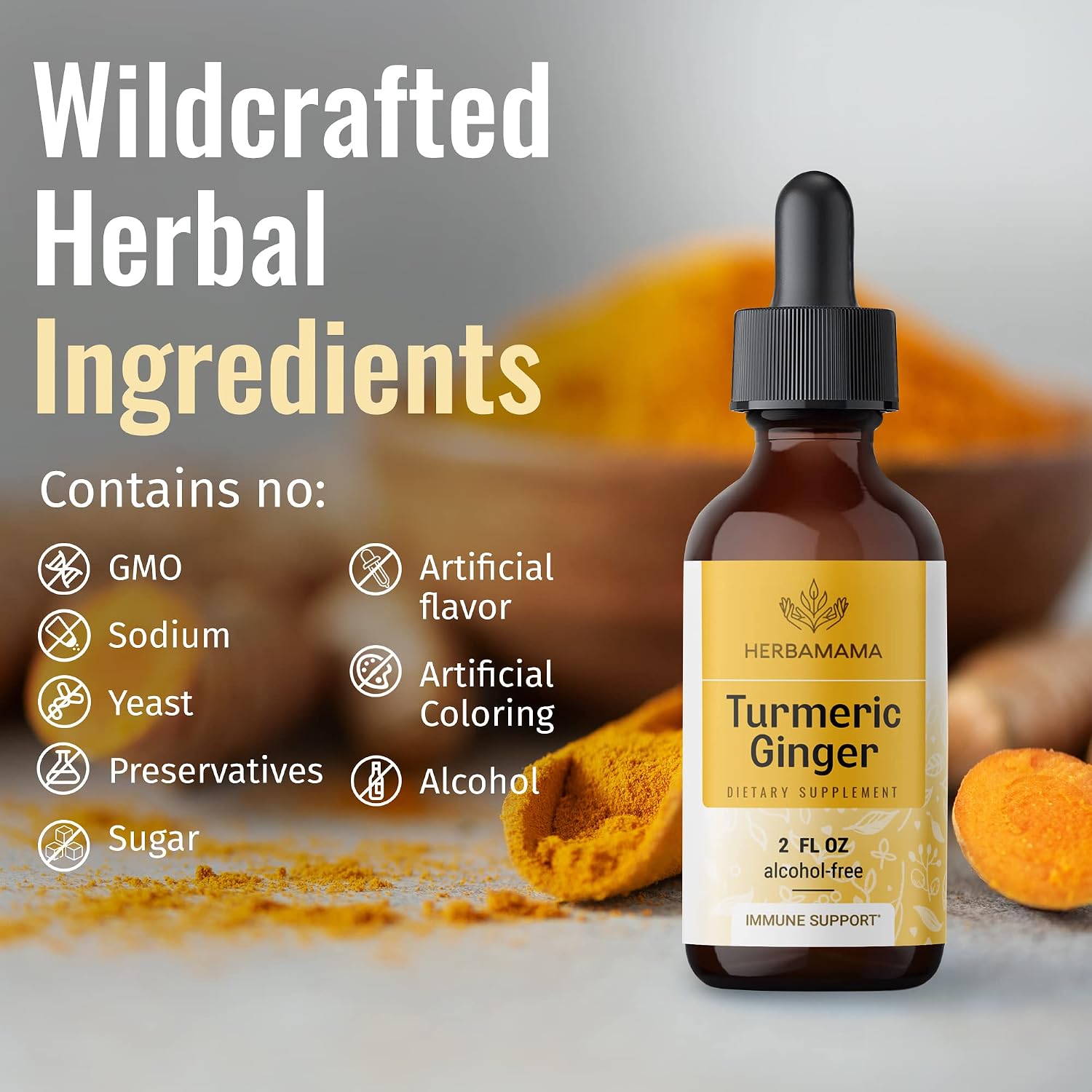 Turmeric Ginger Drops - Organic Turmeric Ginger w/Black Pepper Tincture - Turmeric Ginger Liquid Extract - Vegan Supplements - 2 fl oz