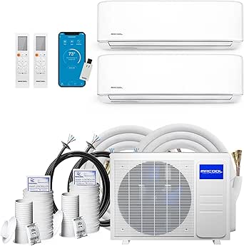 MRCOOL DIY 5th Gen 21K BTU Multi-Zone Mini Split Air Conditioner and Heat Pump, 2 Zone Ductless System with (9K + 12K) Air Handlers, 25 Ft Line Sets