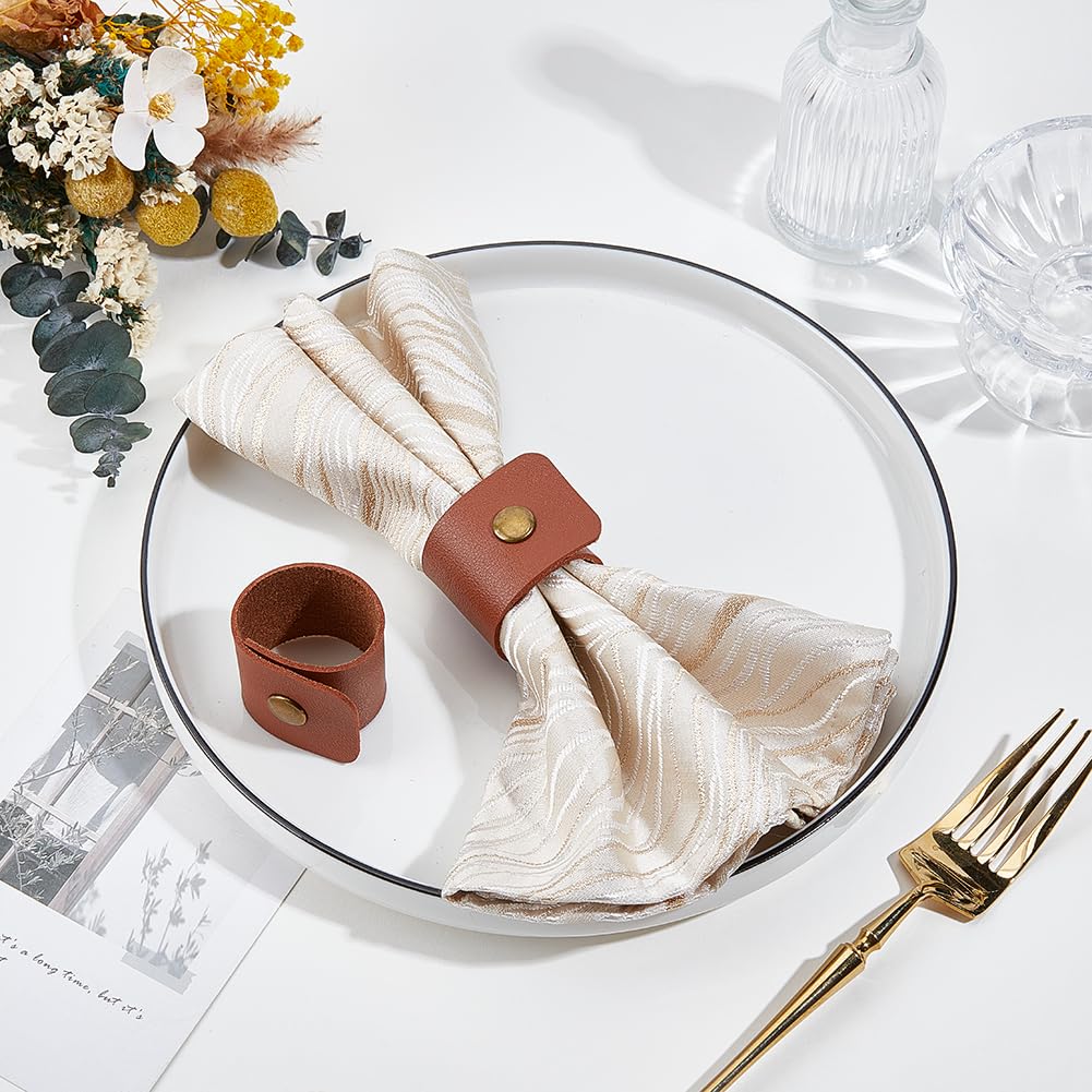 Serviettenringe aus Leder, Braun, Vintage-Vorhangschnalle, wiederverwendbar, für Hochzeit, Party, Geburtstag, Bankett, Bürobedarf, 100 Stück