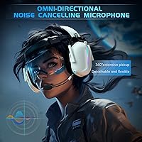 Vista 4 de Gvyugke Auriculares inalámbricos para juegos para PS5, auriculares USB de 2.4 GHz con micrófono para PS4, PC, Nintendo Switch, Mac, computadora