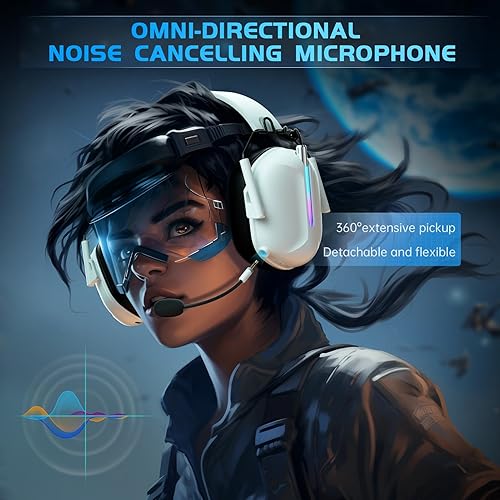 Miniatura 4 de Gvyugke Auriculares inalámbricos para juegos para PS5, auriculares USB de 2.4 GHz con micrófono para PS4, PC, Nintendo Switch, Mac, computadora,