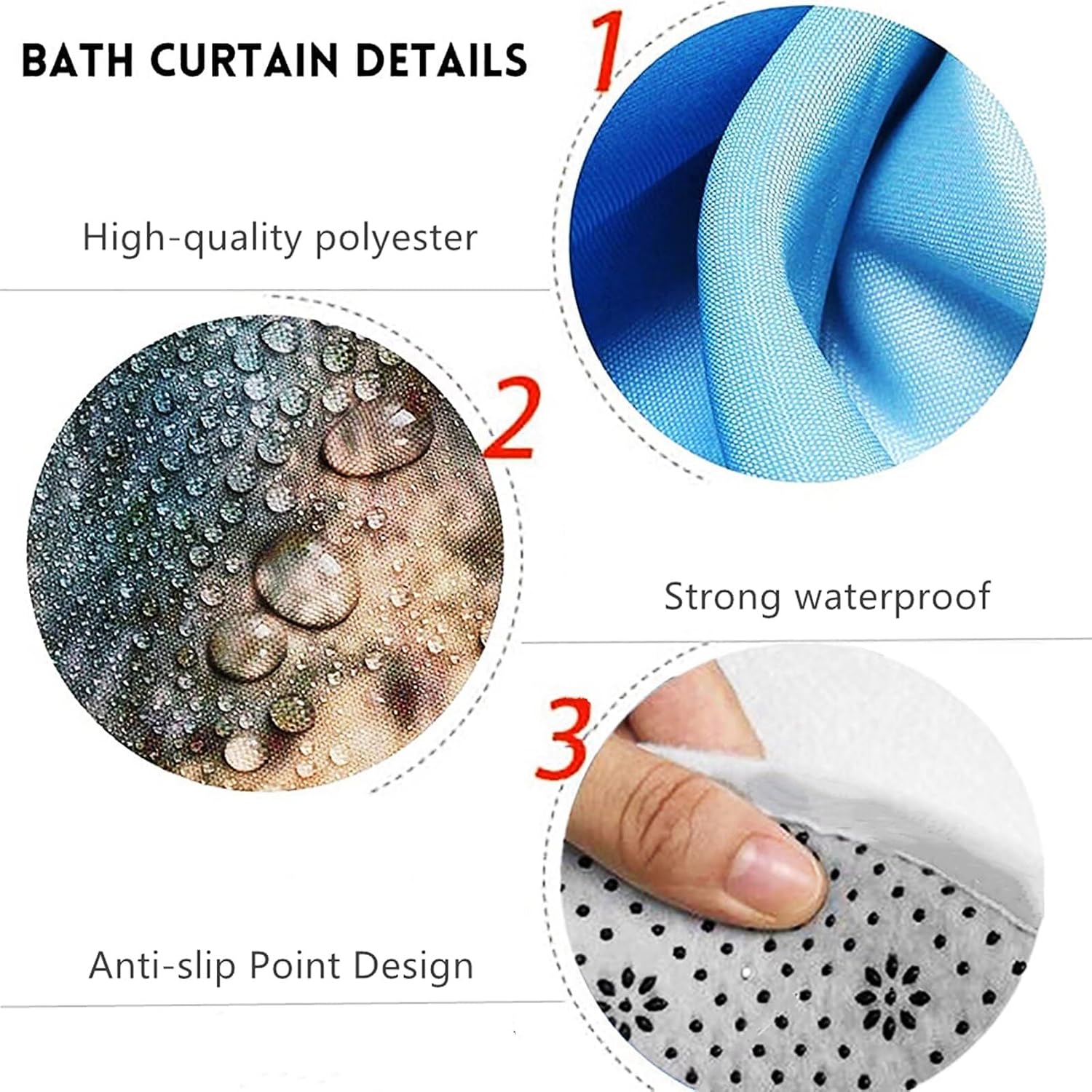Chrainy 4Pcs Summer Beach Shower Curtain Sets Sea Bathroom Set Decor with Non-Slip Rugs Bath U-Shaped Mat Toilet Lid Cover Waterproof Bathroom Curtain Shower Set with 12 Hooks