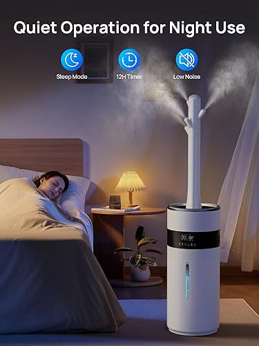 Miniatura 7 de Humidificador de 40.6 fl ozh para dormitorio de hasta 2000 pies cuadrados, humidificador de tanque grande de 4.8 galones18 L, humedad personalizada