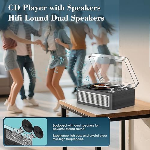 Miniatura 4 de Reproductor de CD portátil Bluetooth Reproductores de CD Kegaudio para el hogar con altavoces 3600mAh recargable y radio y control remoto
