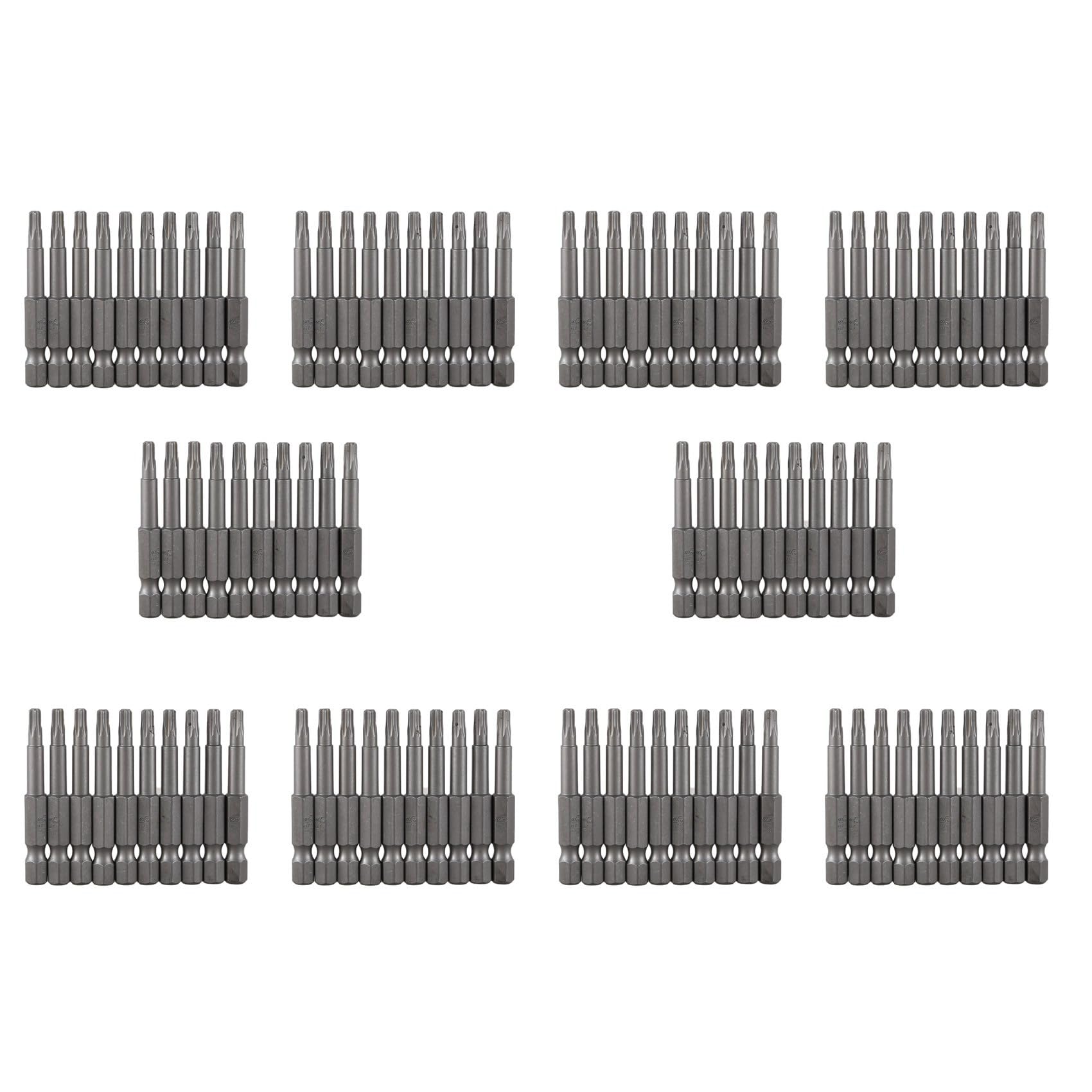6.3mm Hexagon Shank 4mm T20 Magnetic Tip Torx Screwdriver Bits 100 Pcs