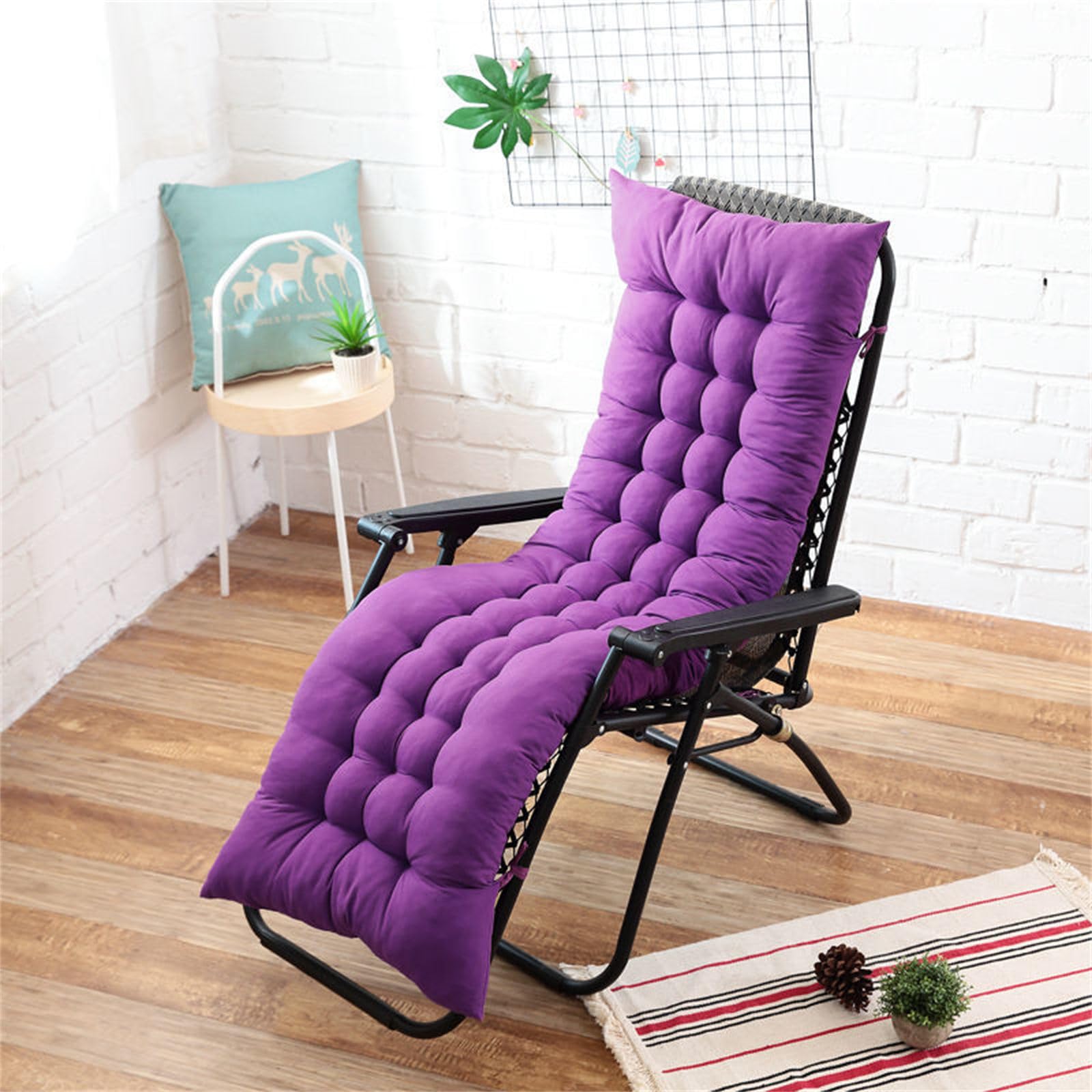 Cojines gruesos para tumbona para jardín y patio, antideslizantes, 160 x 50 cm, cómodos cojines para silla de playa, color morado
