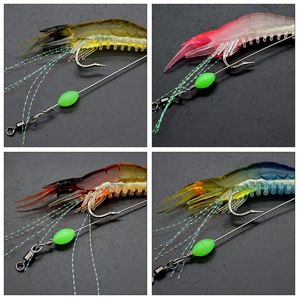 Fishing Lures Saltwater Soft Shrimp Lure, 30-Pack Assorted Colors (Red,  Orange/Chartreuse Glow Plastic Shrimp