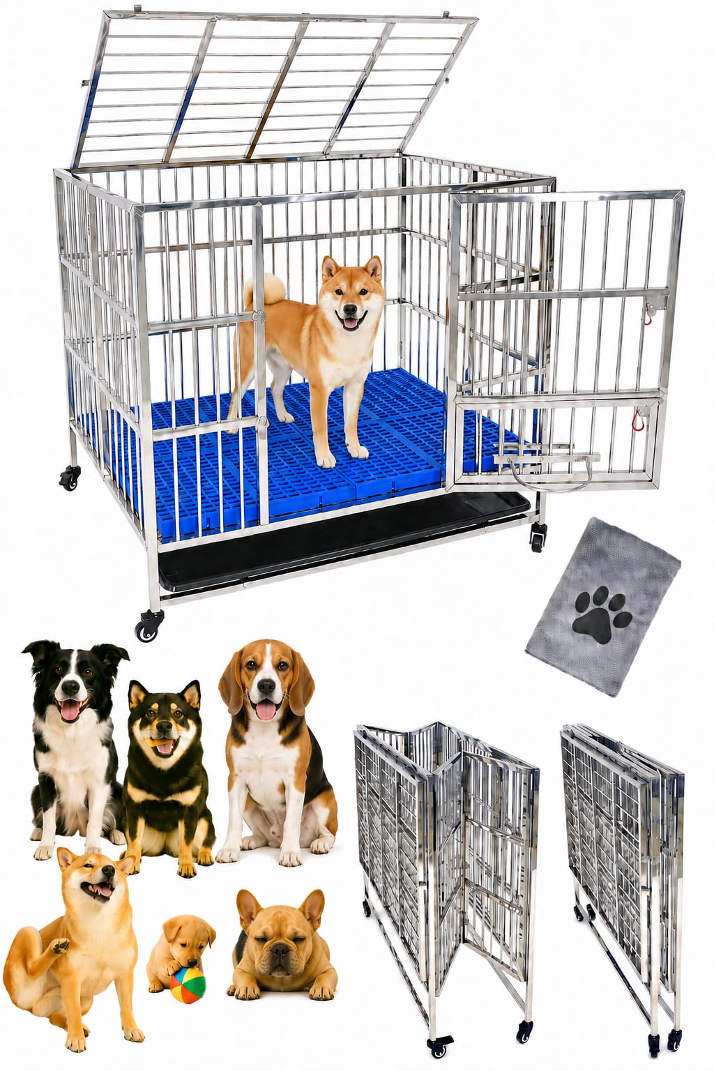 一日のみ使用！美品！犬用ケージ Amazon.co.jp: PETOOP ステンレス ドッグケージ 犬ゲージ 中型犬 脱走