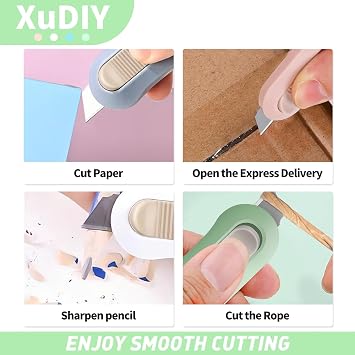 12 Pack Retractable Box Cutter with Safety Blade – Small Utility Knife for Cardboard, Letter & Parcel Opening – Ideal for Office, Home, Crafts, Arts and Hobby