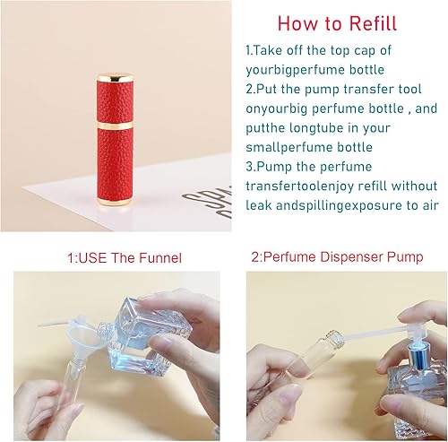 Miniatura 6 de 2 botellas atomizadoras de perfume (0.2 fl oz), mini botella vacía recargable de colonia con funda de cuero de lujo, para viajes, trabajo lateral,