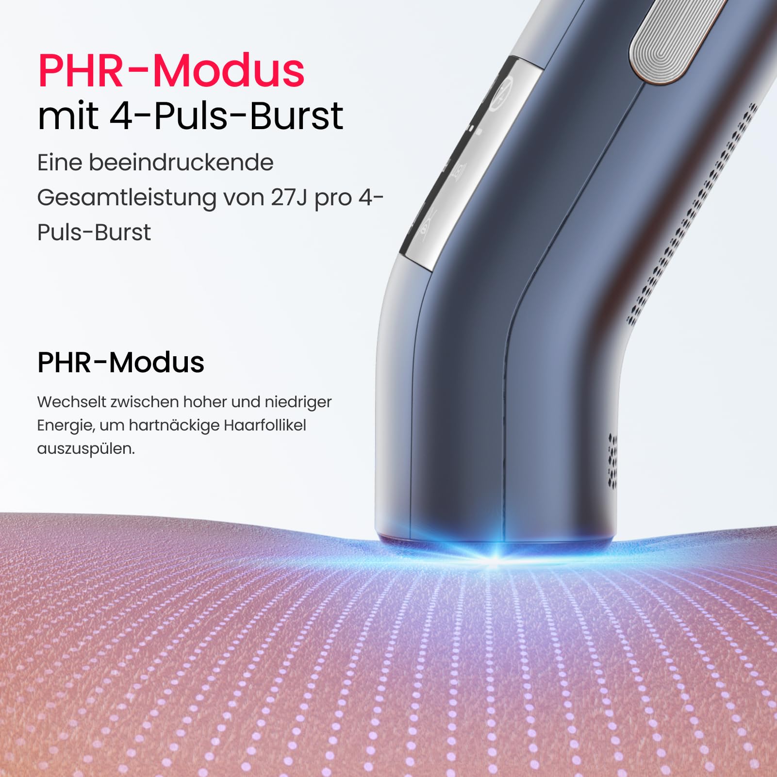 IPL Geräte Haarentfernung 100W Duale Lichter 27J Vierfach-Impuls 2°C Saphir 16,6 cm² Eis-Kühlung PHR-Modus