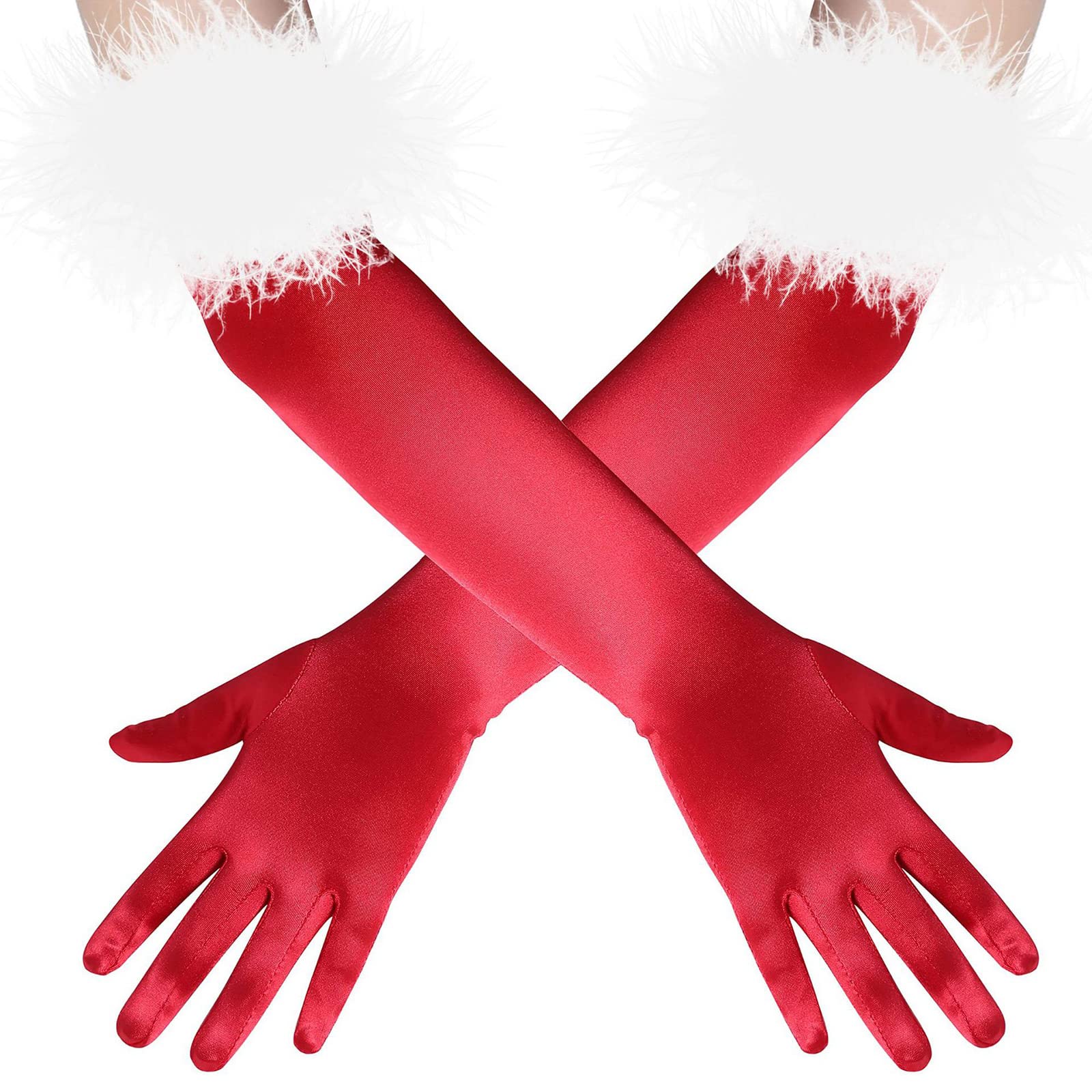 Adrosstoller Cuff Long Sleeve Gloves Banquet Dress Gloves Solid Color Warm Polyester Elastic Autumn Winter Driving Glove