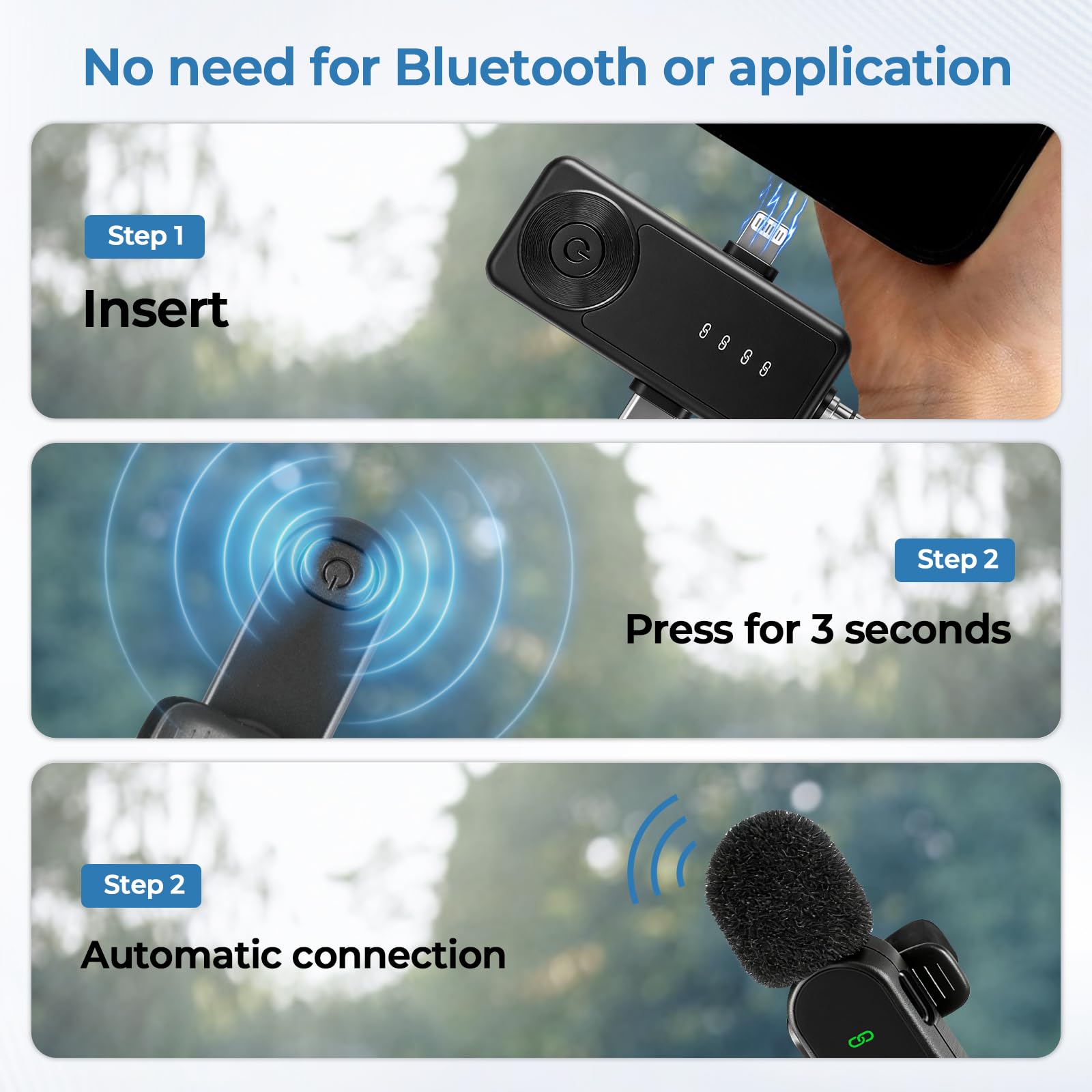 Microfoni Lavalier wireless con display a LED, confezione da 4 microfoni Lavalier con clip per accoppiamento automatico, mini microfono con riduzione del rumore per registrazione video Vlogging TikTok
