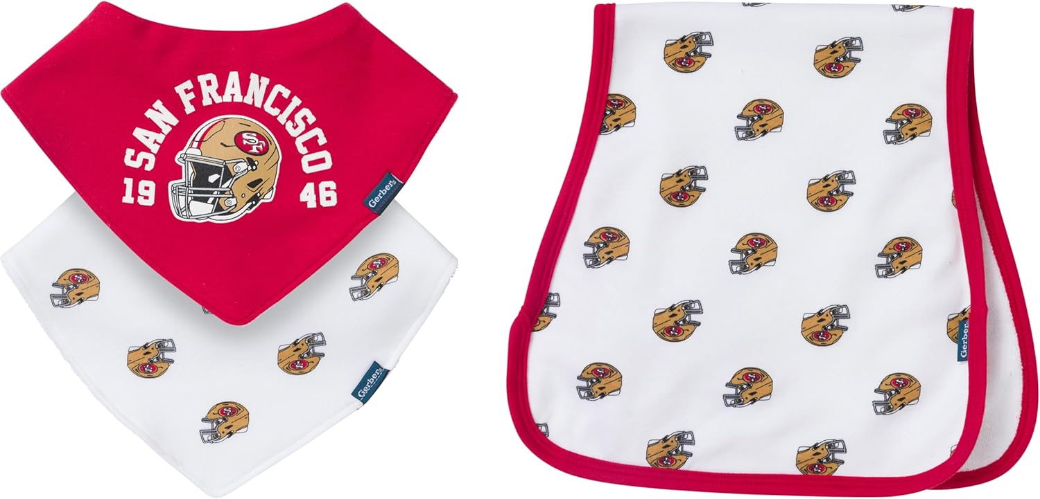 Gerber unisex-baby Nfl Team Bandana Bibs and Burp Cloth Set