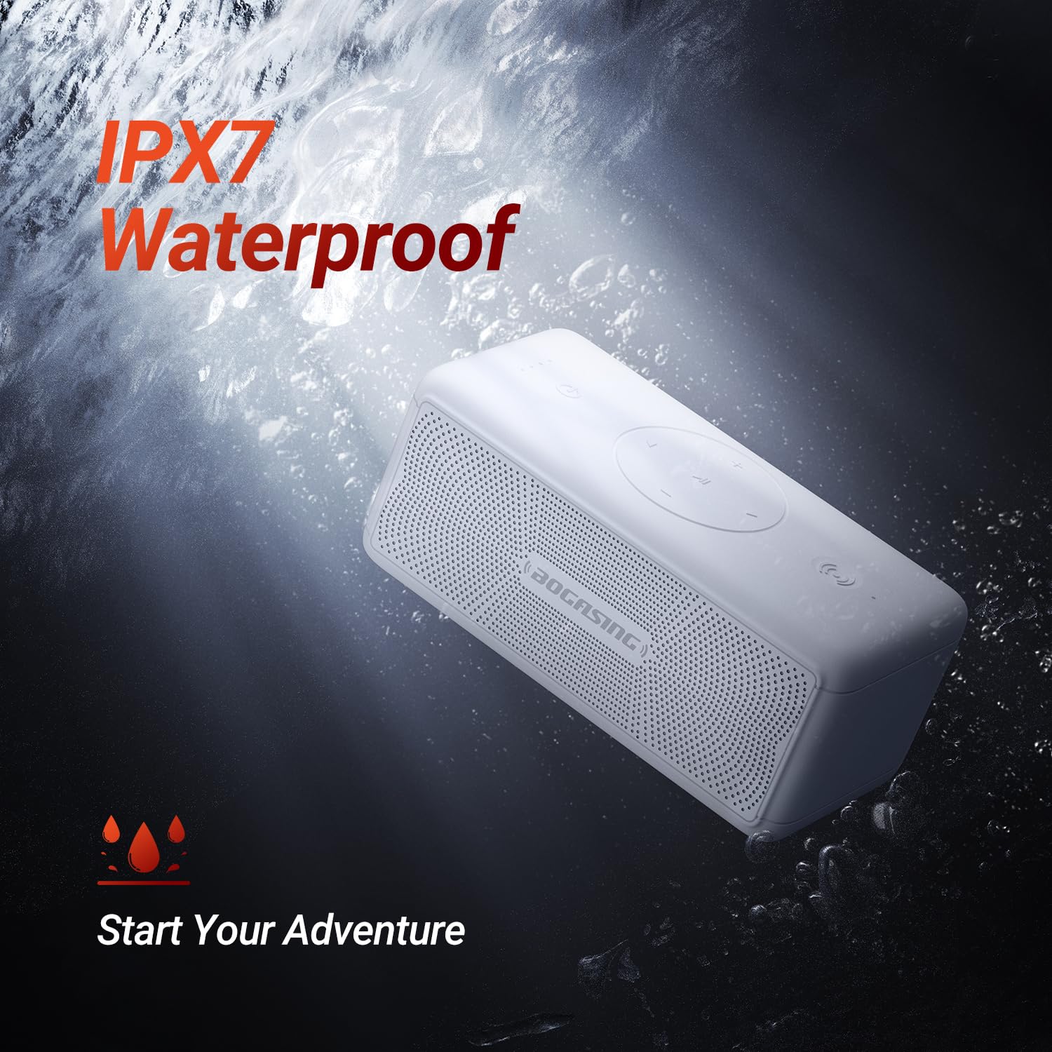 BOGASING Cassa Bluetooth Potente Portatile, M5 Casse Bluetooth 5.3, Bassi Extra 40W e Audio Stereo, 30h di autonomia, Impermeabile IPX7, EQ, USB/TF/AUX Speaker Altoparlante Bluetooth da casa (Bianco)
