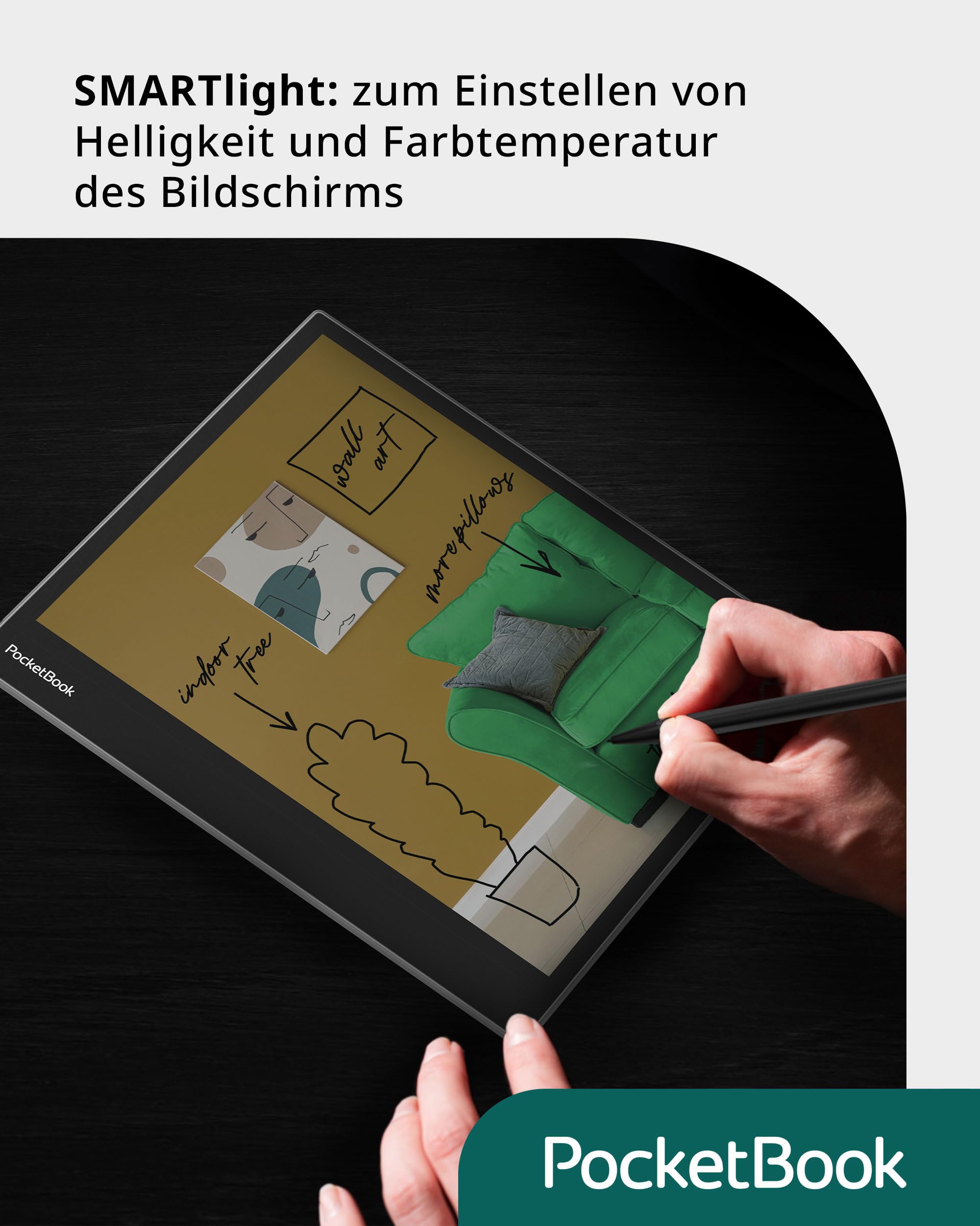 Pocketbook e-Book Reader 'InkPad Eo' 64 GB Speicher, 26,12 cm (10,3 Zoll) E-Ink Kaleido 3 Farb-Touchscreen, SMARTlight Hintergrundbeleuchtung, Wi-Fi, Bluetooth, Lautsprecher Mist Grey