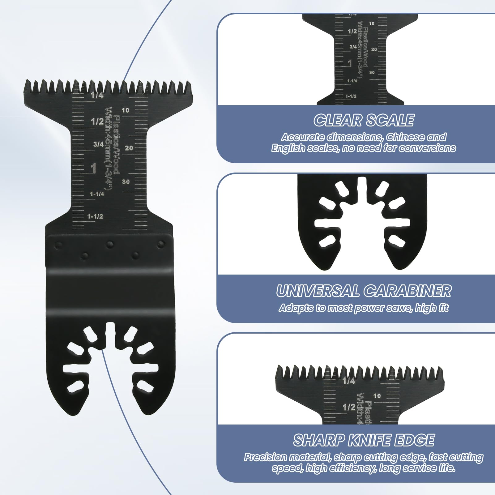 LANAFAY 10Pcs 45mm Wide Coarse Oscillating Multi Tool Blades, Double-Row Teeth Multitool Blade, Wood Cutter Saw Blades Set - Image 3