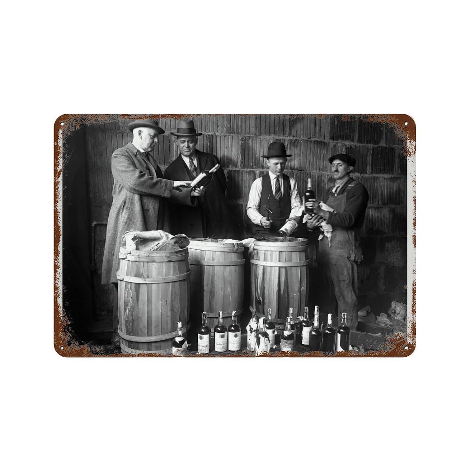 xiaoxiaoshen Prohibition Busts Photo Black And White, Vintage Speakeasy Bar Decor Wall Decor Art Metal Tin Poster Modern Home Decor Art Home Bar Shop Decorations Vintage Sign 20x30cm