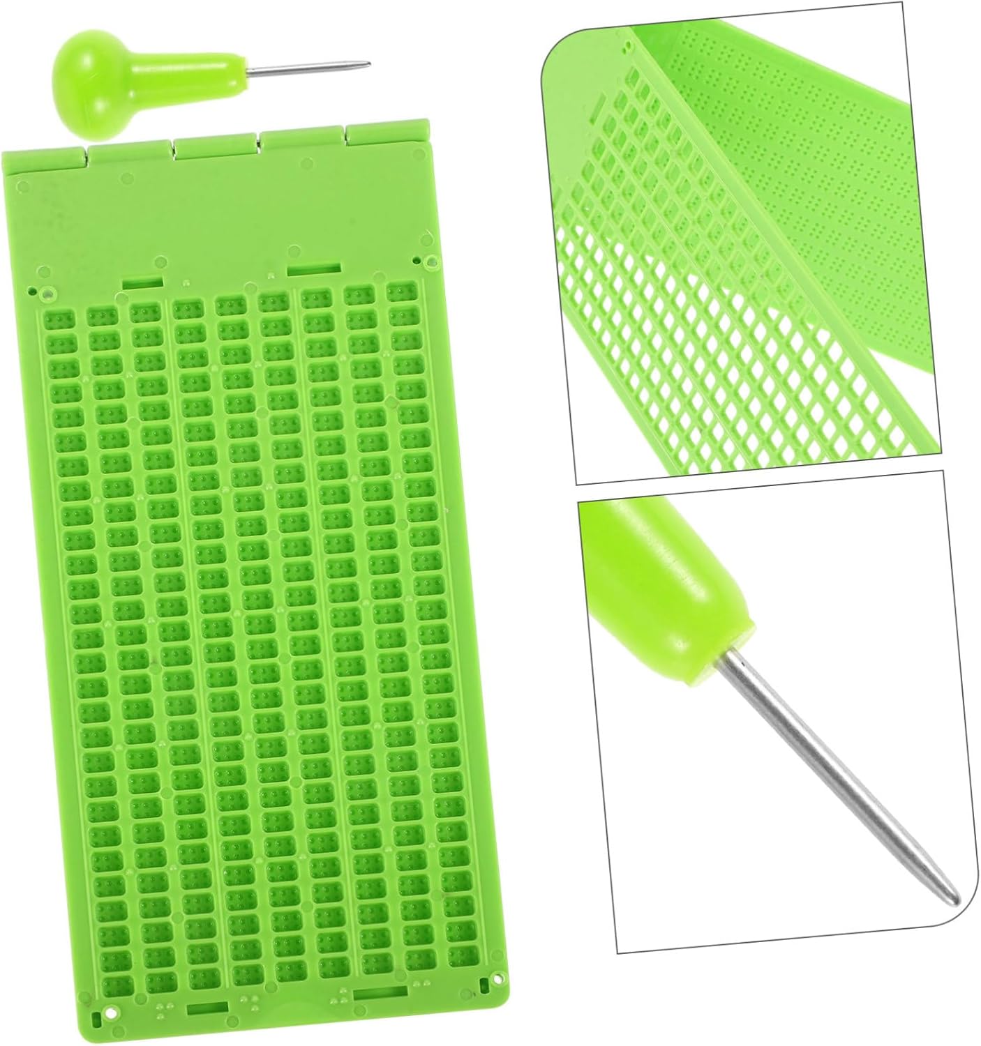 CALLARON 3sets Braille Writing Board with Stylus for Blind Rows Squares Learning Aid for Visually Impaired Plastic Braille