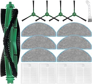 Replacement Parts Compatible for iRobot Roomba Combo Essential Series (RVG-Y1), Y0140, Y0110, 104/105 / 106/108 / 1010/1020 Combo, 1 Main Roller Brush, 4 Side Brushes, 4 Filters, 6 Mop Pads (16 Pack)