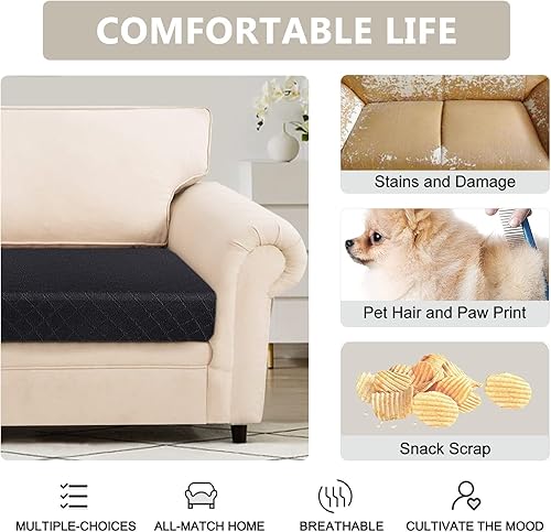 Miniatura 4 de SearchI Fundas de cojín elásticas de jacquard para sofá, fundas de cojín reversibles de repuesto, protector de muebles, funda suave con parte