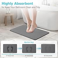 Vista 3 de Diatomite Stone Bath Mat, Premium Non-Slip Natural Diatomaceous Earth Bathtub Fast Drying Mats for Bathroom Floor (23.6" x 15.4" Dark Grey)