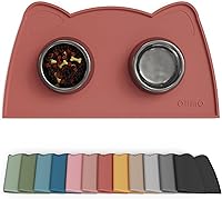 OHMO Silicone Cat Food Mat Non-Skid Waterproof Pet Feeding Placemat for Dogs & Cats, Spill-Proof 18x10 Inch Easy Clean Tray (Erythrinus)