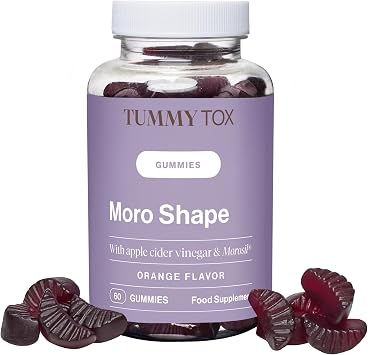 Tummy Tox Moro Shape, 60 Natural Orange Flavor Gummies | Apple Cider Vinegar gummies with Morosil, Vitamin C, and Green Tea Extract