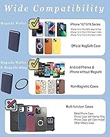 Vista 2 de Cartera magnética para tarjetas con anillo para MagSafe iPhone 14/13/12 Mini Plus y Pro Max, funda de cuero resistente y segura para teléfono