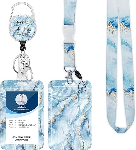 Cordón con soporte para insignia, carrete retráctil con correa de cordón desmontable para el cuello y soporte vertical de identificación para