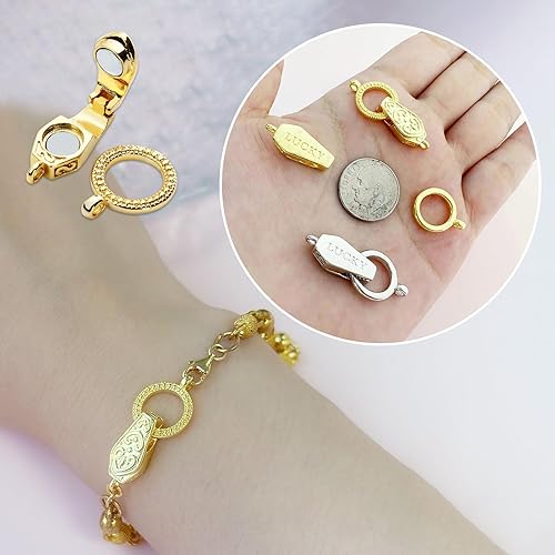 Miniatura 6 de OHINGLT Cierres y cierres magnéticos plegables de latón chapado en oro y plata de 18 quilates con convertidor de imán de bucle para hacer joyas y