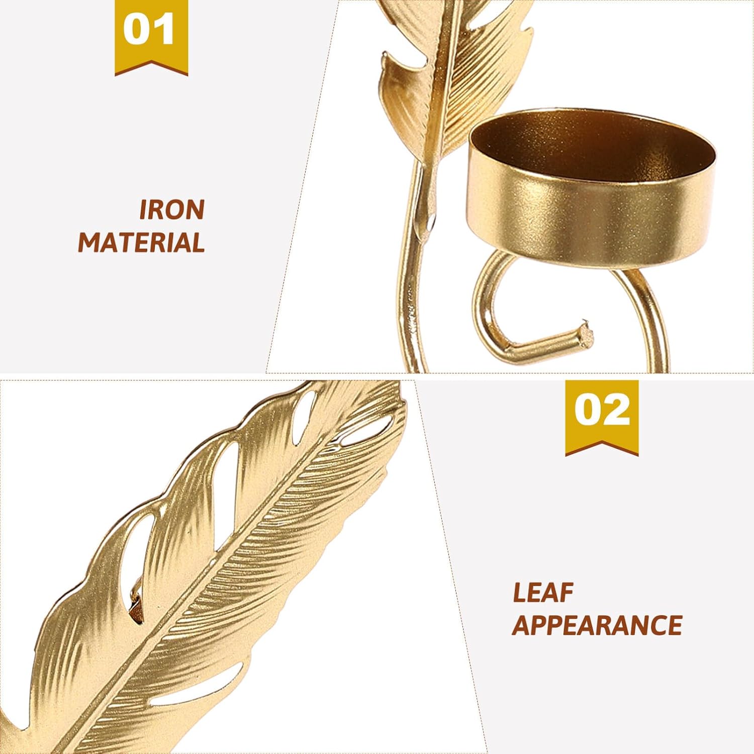 Luxshiny Metal Leaf Shape Wall Sconce Candle Holder Elegant Tealight Stand for Bedroom and Living Room Decor Multipurpose Wall-Mounted Candle Holder Unique Design