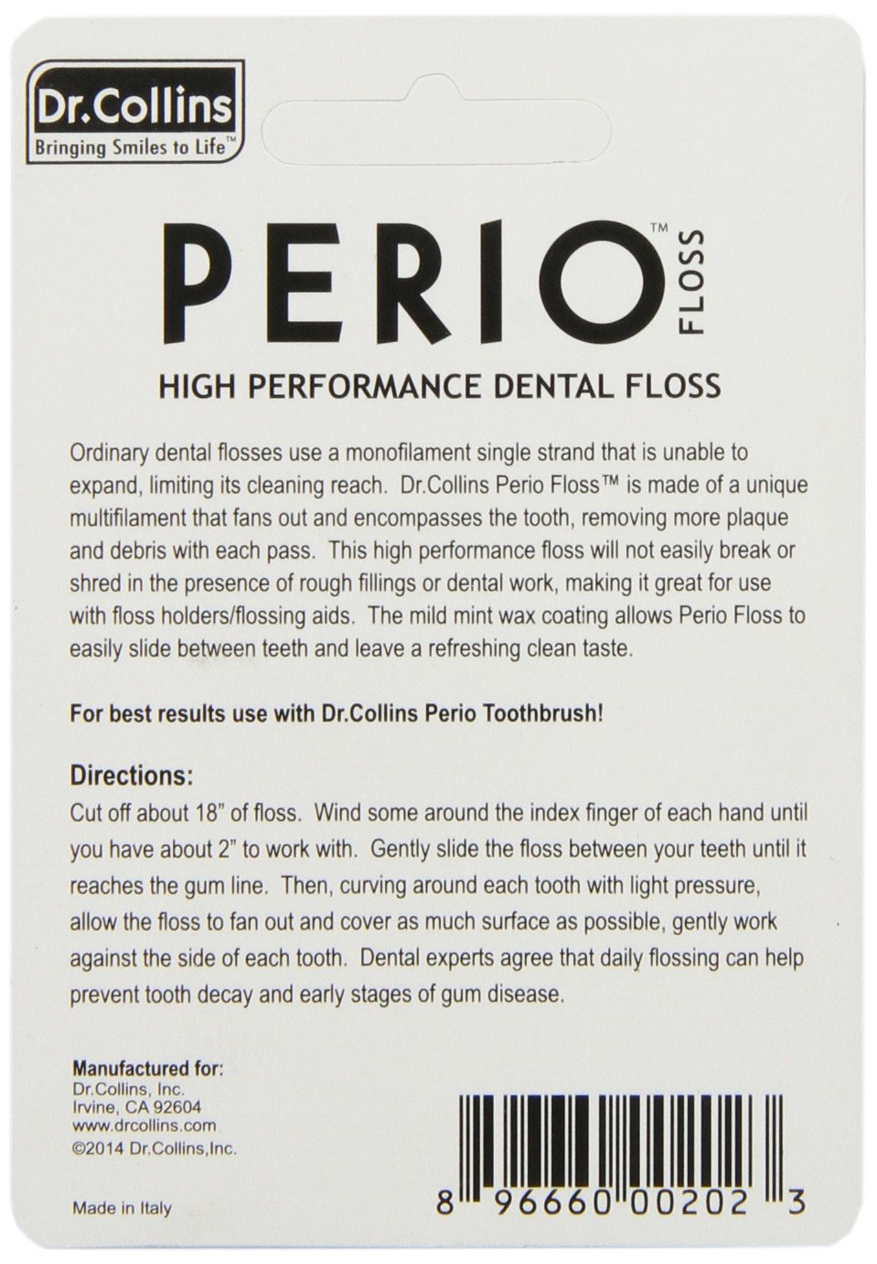 Amazon.com : Dr. Collins Perio Floss, Mint Waxed, 50 meter Package :  Flossing Products : Health & Household