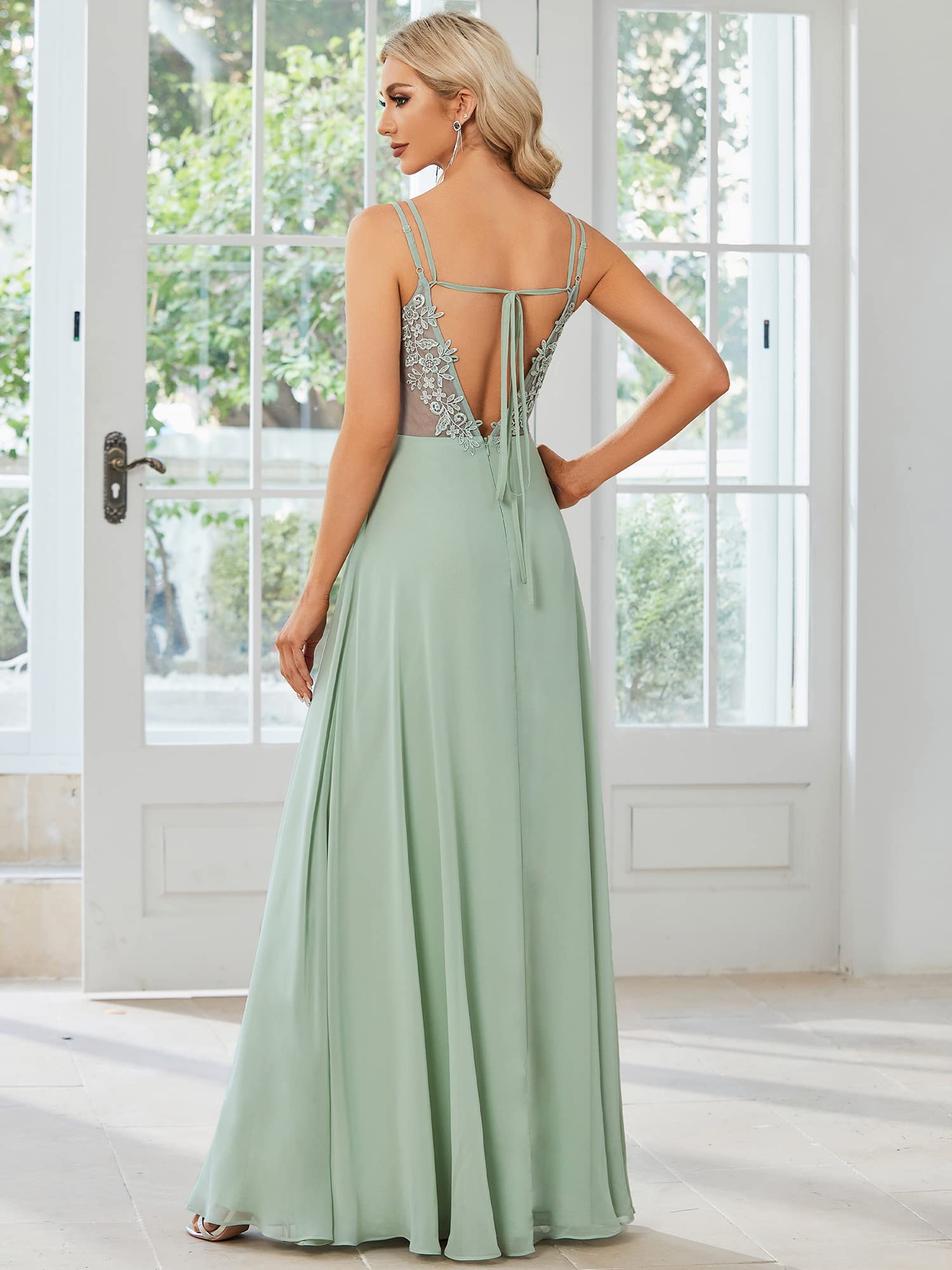Ever-Pretty Robe de Demoiselle d'honneur Bretelles Col V Dos Nu A Line Chic ES01692