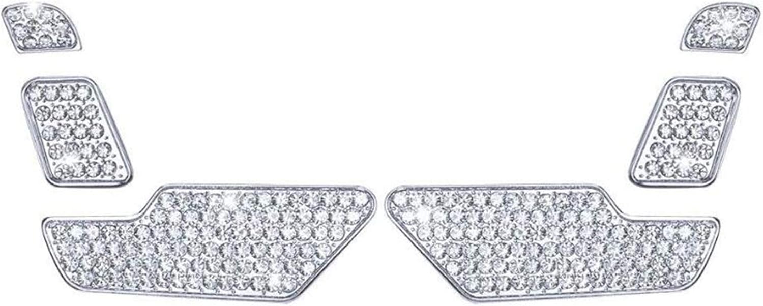 Car Interior Trim Fitting Bling Accessories for Mercedes Benz Rhinestone Decals Car Seat Adjustment Buttons Cover (Silver, E Style 8pcs/Set)