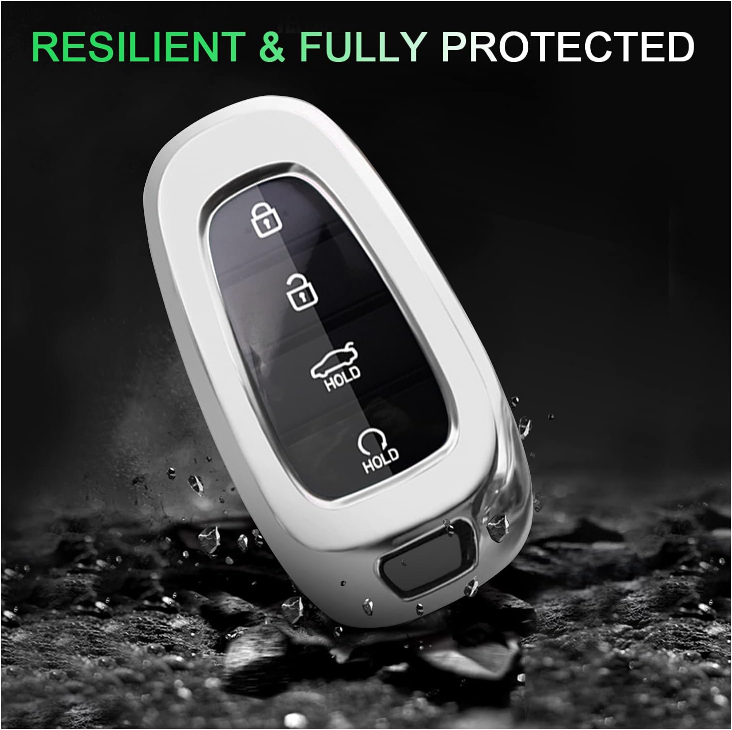 YEE PIN Key Shell Compatible with Ioniq 5 2022+/ Santa Fe TM 2021+ / Tucson NX4 2021+ / Nexo 2021 Key Fob Key TPU Silicone Case (Silver) - Image 3
