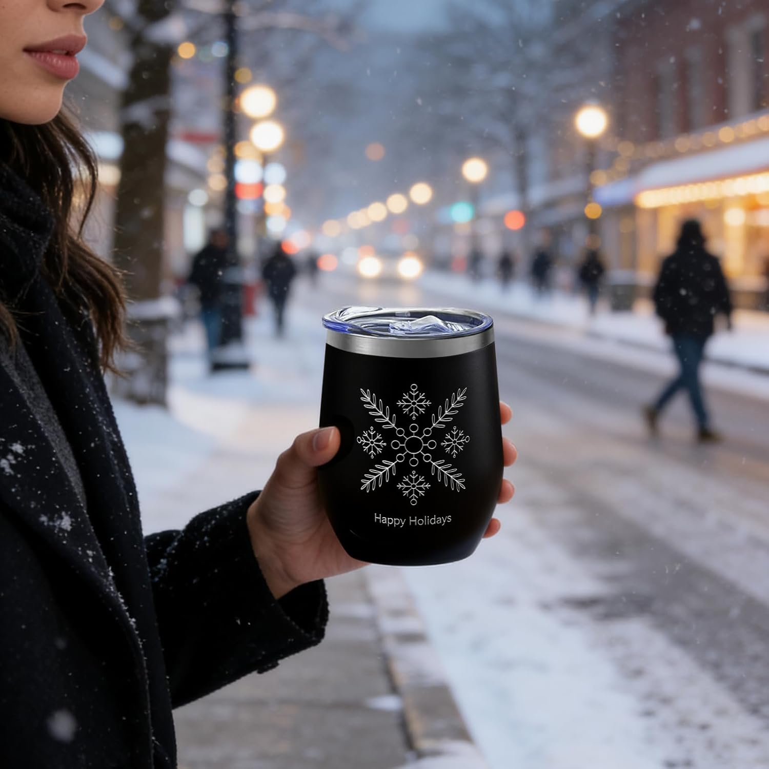 YOUKE OLA 18 Pack Stainless Steel Powder Coated Wine Tumbler with Ceramic Lining, Double-Wall Vacuum Insulated Travel Coffee Mug with Lids for Laser Engrave, DIY Gift, 12oz Black - Image 6