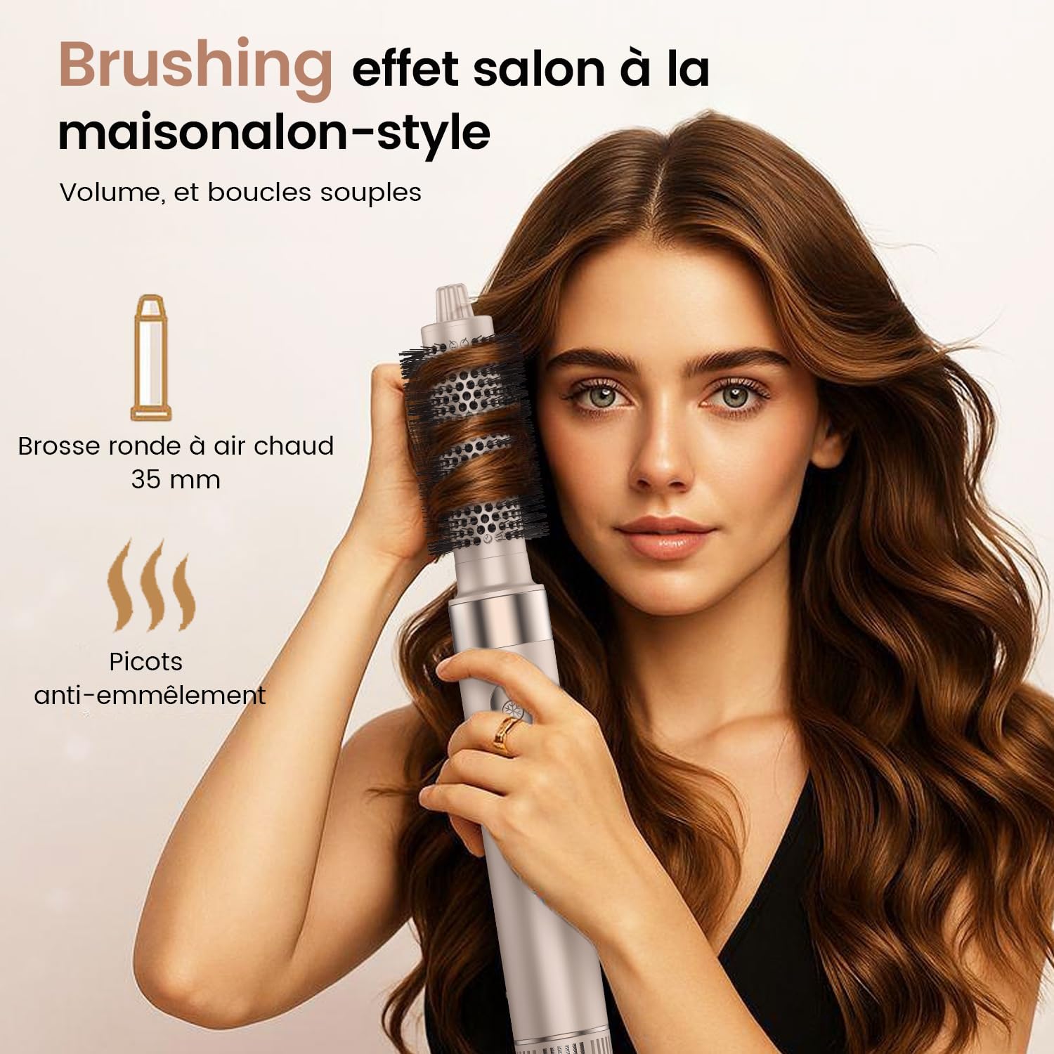 Air Styler 8-en-1 Brosse Soufflante – Haute Vitesse 110 000 tr/min Séchage & Coiffage Rapide, Ionique Sèche-Cheveux avec Boucleurs Auto-Wrap, Diffuseur, Brosse Volume & Lissante
