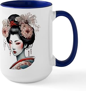 CafePress Beautiful Tattoo Art Japanese Geisha Mugs 15 oz (444 ml) Ceramic Coffee Mug