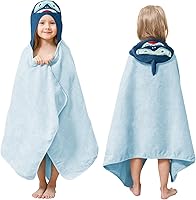 Vista 9 de Style Quarters - Toalla de baño para bebé, 100 % algodón de rizo suave con capucha, toalla de playa de alpaca de dibujos animados, toalla de playa
